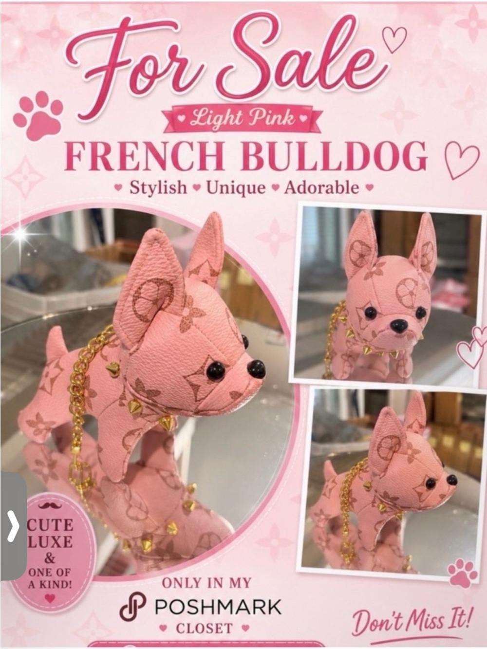Designer-Style Frenchie Dog Bag Charm Keychain 🐶 - Picture 6 of 17